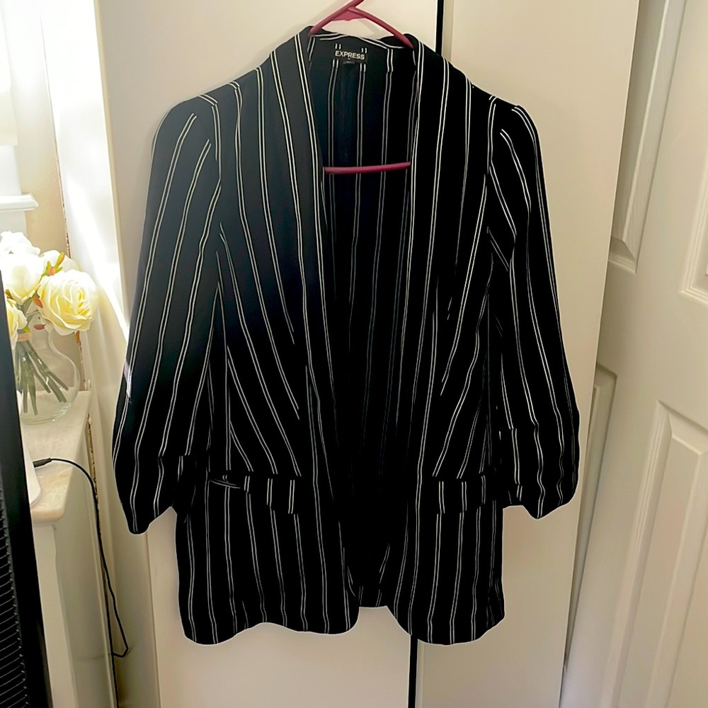Black and white striped blazer good condition